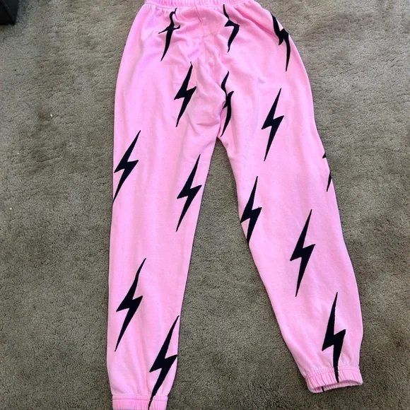 Aviator Nation Pink Lightning Bolt Stitch SweatPants Size XS - Picture 8 of 8